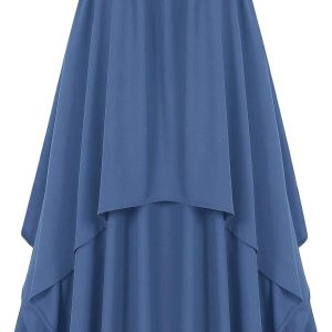 Maxi Skirt for Women Summer Boho Elastic High Waist Pleated A-Line Flowy Ruffle Swing Tiered Long Beach Skirt Dress