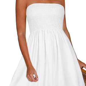 Summer Dresses for Women Beach Cover Ups Strapless Boho Floral Print Sundress