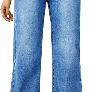 Straight Leg Jeans for Women,High Waisted Wide Leg Loose Microelastic Boyfriend Denim Pants