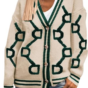 Women's Spring Fall Chunky Knit Cardigan Sweaters Casual Open Front Button Up Winter Coats Outerwear