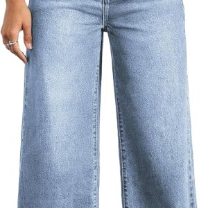 Straight Leg Jeans for Women,High Waisted Wide Leg Loose Stretchy Boyfriend Denim Pants Baggy Jeans for Women