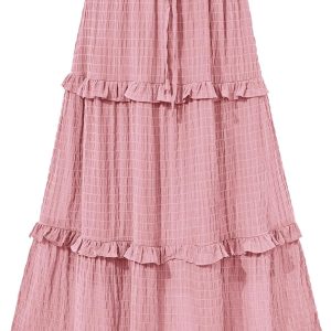 Women's Long Summer Skirt  Elegant High Waist Cocktail Party Wedding Guest Dress Flared A-Line Midi Skirts